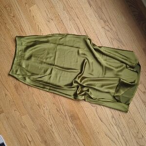 Silky Deep Chartreuse A-Line Skirt